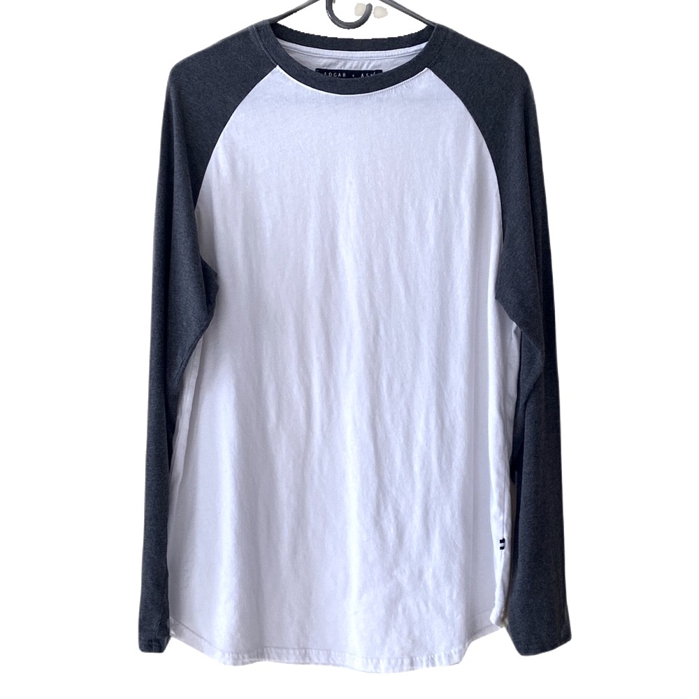 EDGAR + ASH Long Sleeve White and Gray Shirt